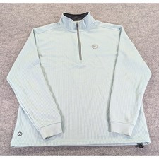 Straight Down Optic Mens XL Teal blue Waffle Knit 1/4 Zip Pullover Golf Sweater