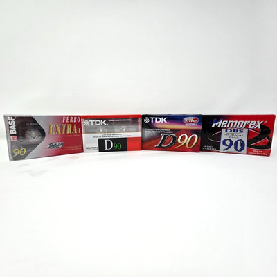 NEW SEALED LOT OF 4 mixed brands audio blank cassette tapes 90 MINUTE