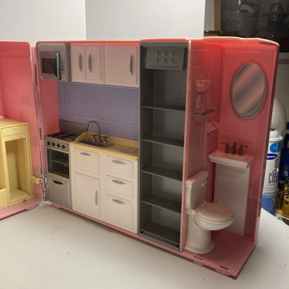 Casa rodante Barbie 2006 Mattel bañera de hidromasaje fiesta autobús autocaravana cámper no probada Foto 3 de 4