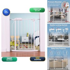 ALLAIBB Extra Wide Pressure Mounted Baby Gate White 24.02-27.56"/61-70cm