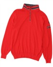 PAUL & SHARK Mens Yachting Zip Neck Jumper Sweater Medium Red Virgin Wool BK02