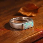 Men's Opal Ring 925 Sterling Silver, Fire Opal Statement Jewelry Gift for Him