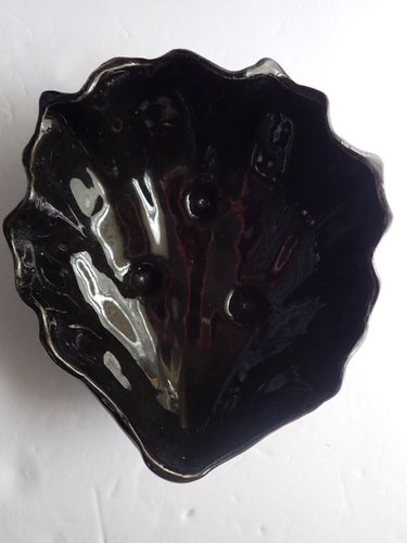 BLACK GLASS TABLE Top Shell Design Fruit/Flower Display!!! - Picture 4 of 10