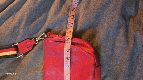 Y2K Tommy Hilfiger Crossbody Bag Red Leather Vintage Removable Adjustable Strap - Picture 9 of 15