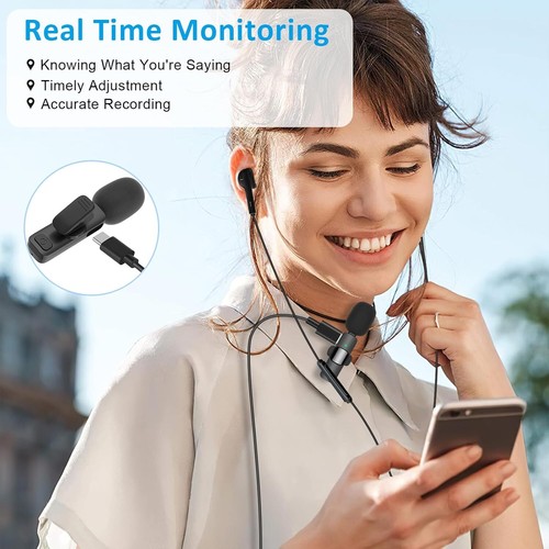Lavalier Microphone Wireless Audio Video Recording Mini Mic For Android / iPhone - Picture 5 of 25