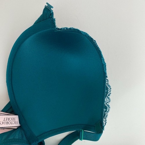 Victoria's Secret Front Closure Padded Floral Push Up Bra  Teal  Size 32DD  NWT - Picture 10 of 10