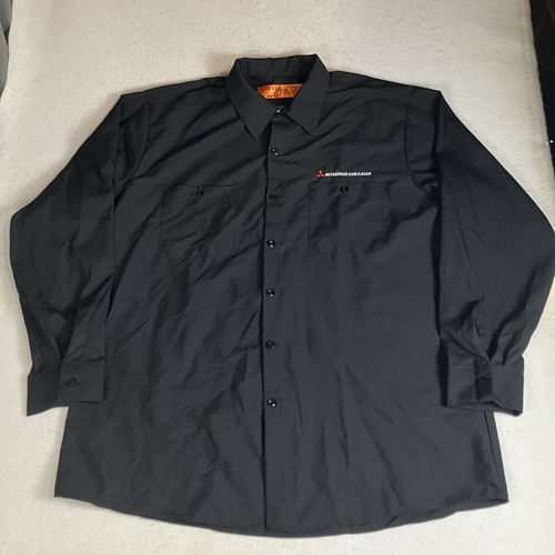 Mitsubishi Red Kap Mitarbeiter Hemd Herren XL Knopfleiste Arbeit Langarm Schwarz