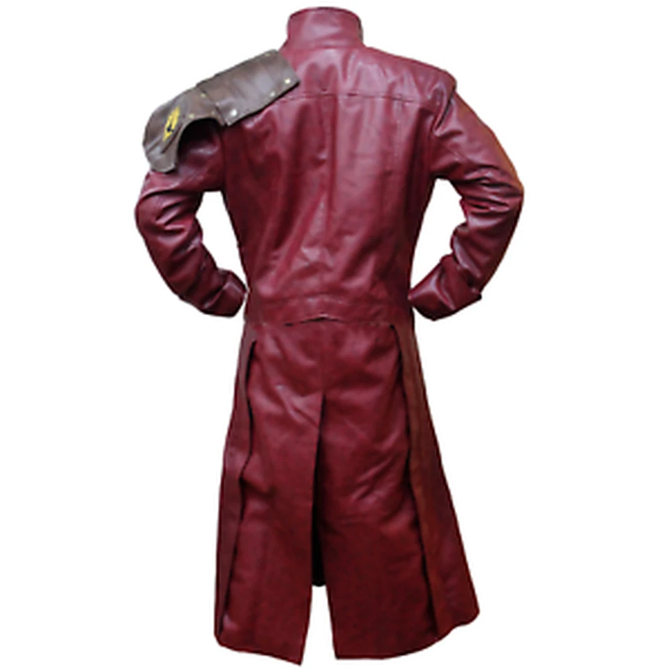 Abrigo largo de cuero de trinchera de Guardianes de la Galaxia Star Lord Peter Quill Foto 3 de 4
