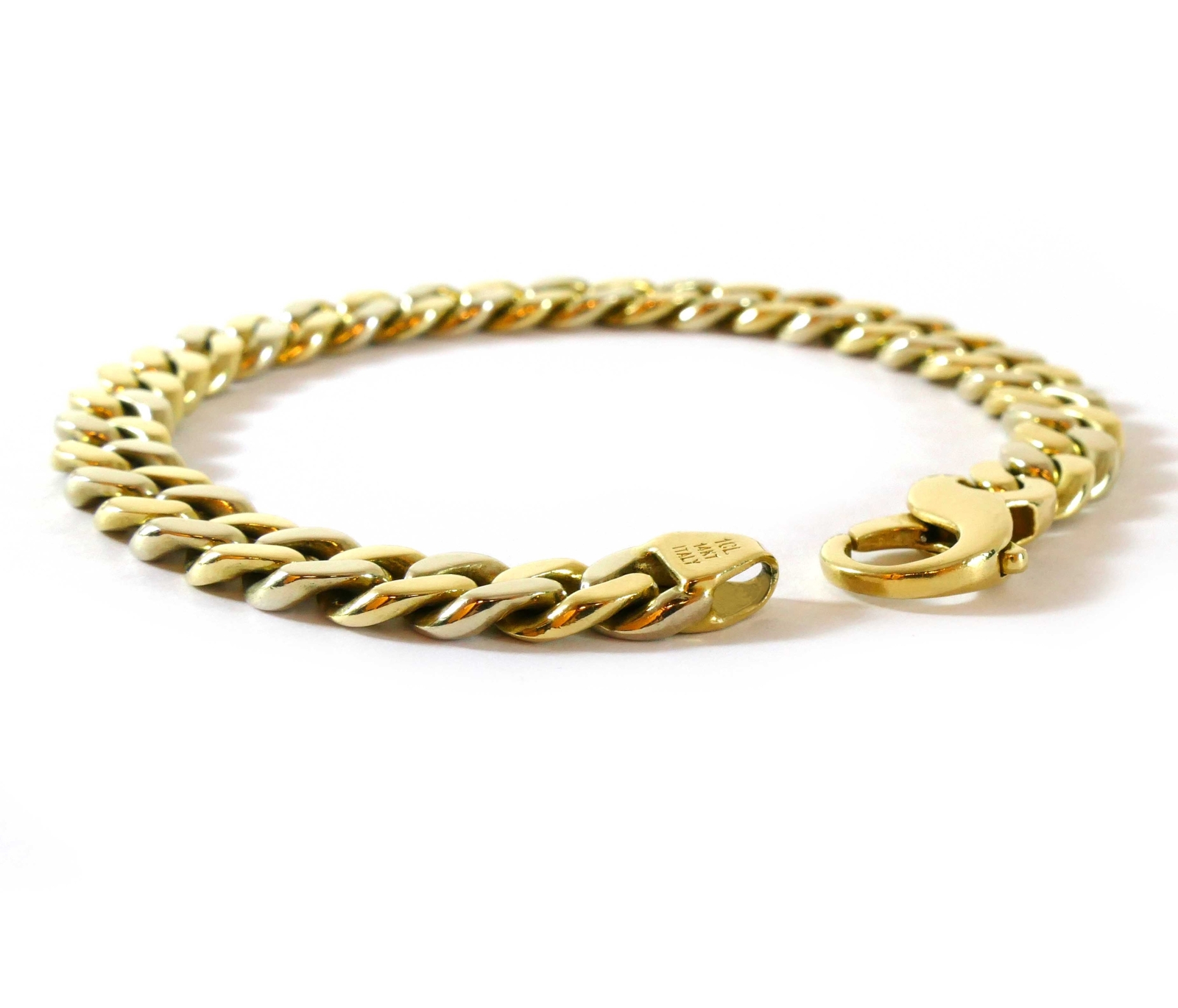 Men's Miami Cuban Link Two Tone Solid 14k Yellow Whit… Gem