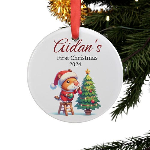 Personalized Capybara First Christmas Ornament 2024 Custom Name Holiday Keepsake - Picture 3 of 4