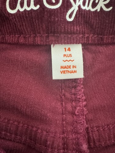 Cat & Jack Girls Skinny Corduroy Low-Rise Jeans Burgundy Sz 14plus XL soft cozy - Picture 7 of 11