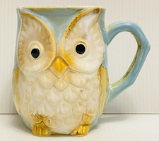 Owl Mug Blue Green 12oz Glossy Textured Porcelain Ceramic Mug Burton  Burton