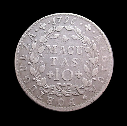 ANGOLA PORTOGHESE 10 MACUTAS 1796 ARGENTO SOVRANO MARIA I KM 36 #395# - Foto 1 di 2