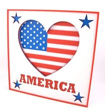 4th of July Patriotic Heart Flag Sign   Red White Blue  America  Wall Plaque  U