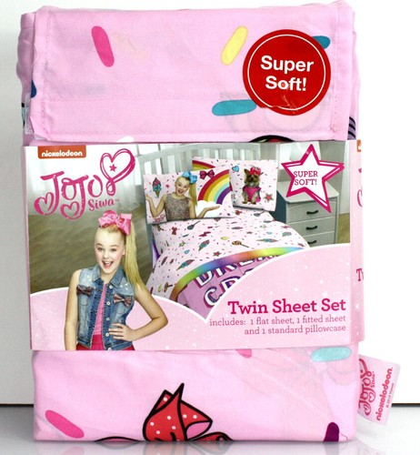 Nickelodeon JOJO SIWA Sheet Set - BowBow Rainbows Hearts Stars - TWIN ❤️NEW❤️ - Picture 5 of 5