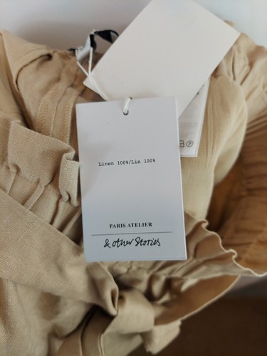 Paris Atelier & Other Stories High Waisted Linen Front Tie Tan Shorts 4 - NWT - Picture 6 of 9