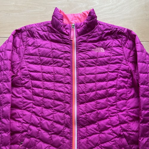 North Face Thermoball Jacket Youth XL Pink Full Zip Insulated Puffer Outerwear - Picture 3 of 10