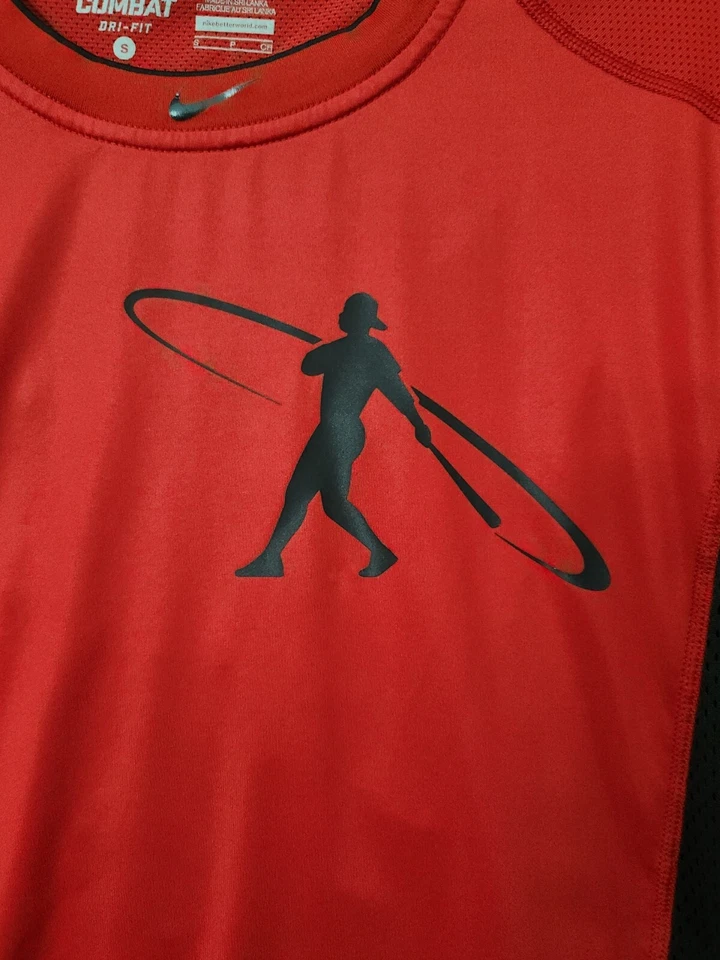 Nike Hypercool Pro Combat Fitted Shirt Mens Small Red Gray Long Sleeve Vented Foto 4 de 4