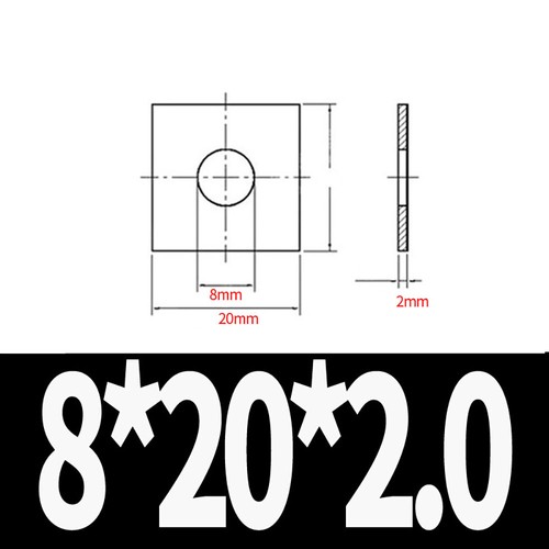 Quadratische Unterlegscheiben Edelstahl A2 Vierkant Scheibe M3 M4 M5 M6 M8-M20 - Picture 37 of 58