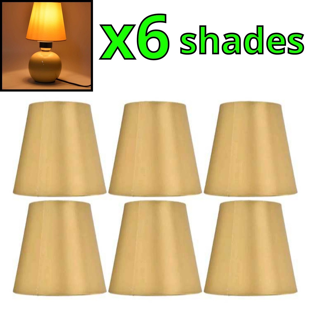 6PCS Gold Lamp Shade E14 Fabric Lampshade New Table Lamp Ceiling UK 77