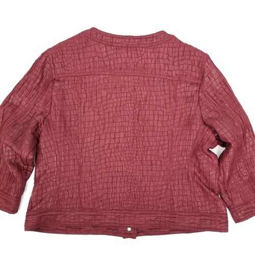Ruby Rd Womens 14P 14 Petite Textured Maroon Button Up Cropped Blazer Jacket Top - Picture 3 of 8