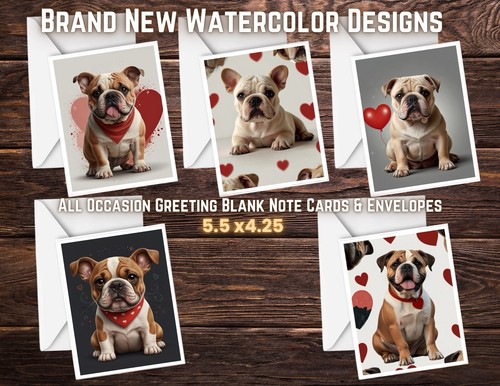 American Bulldog - 10er Set Notizkarten innen leer mit Umschlägen #01