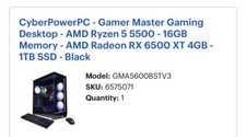 cyberpower gaming pc Ryzen 5 5500