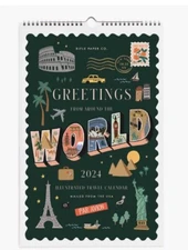 Anthropologie Rifle Paper Co. Greetings World 2024 Calendar 12 PRINTS Travel