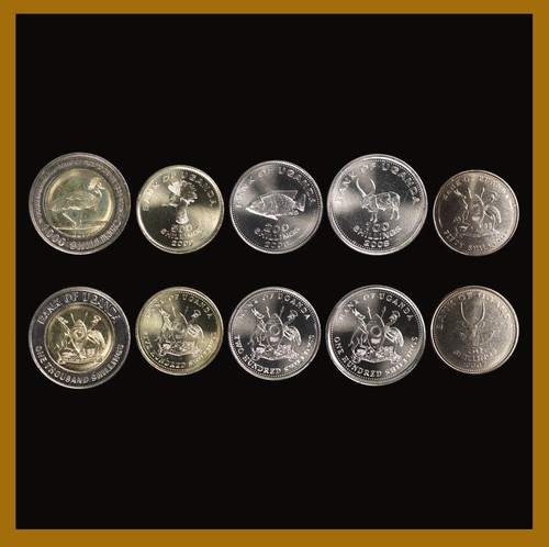 Uganda 1 2 5 10 50 100 200 500 1,000 Shillings (9 Pcs Coin Set), 1987-2007-2012 - Picture 2 of 6