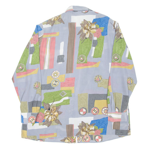 CANDA Womens Shirt Grey Crazy Pattern Long Sleeve L - Picture 3 of 6