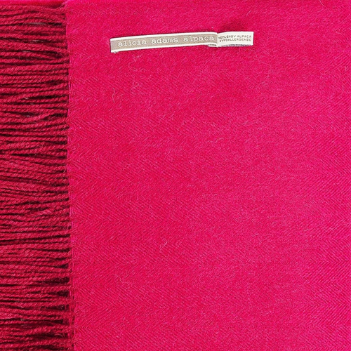 NWT Alicia Adams Herringbone Red Delicious 100% Baby Alpaca Classic Throw $475