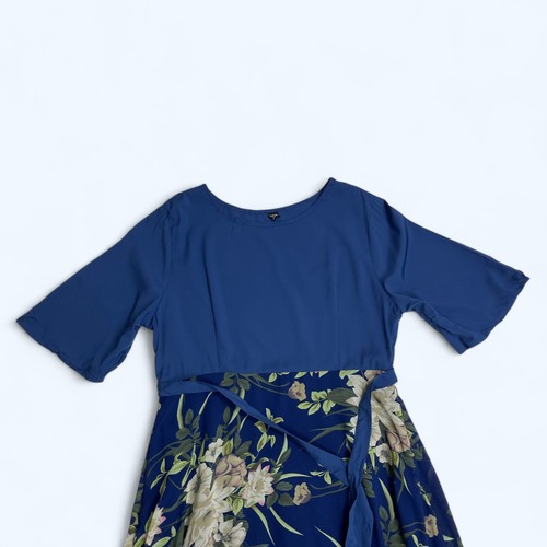 SHEIN Hermoso Vestido Midi Estampado Azul y Floral Reino Unido 16 EE. UU. 12 - Imagen 2 de 7
