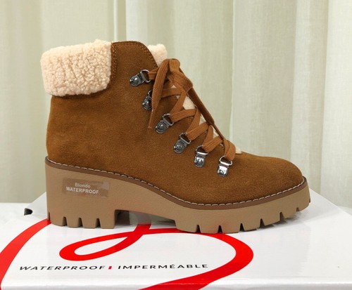 NIB Blondo Devin Lace-Up Faux-Fur Waterproof Suede Bootie/Side Zip US 7.5 Camel - Picture 6 of 18