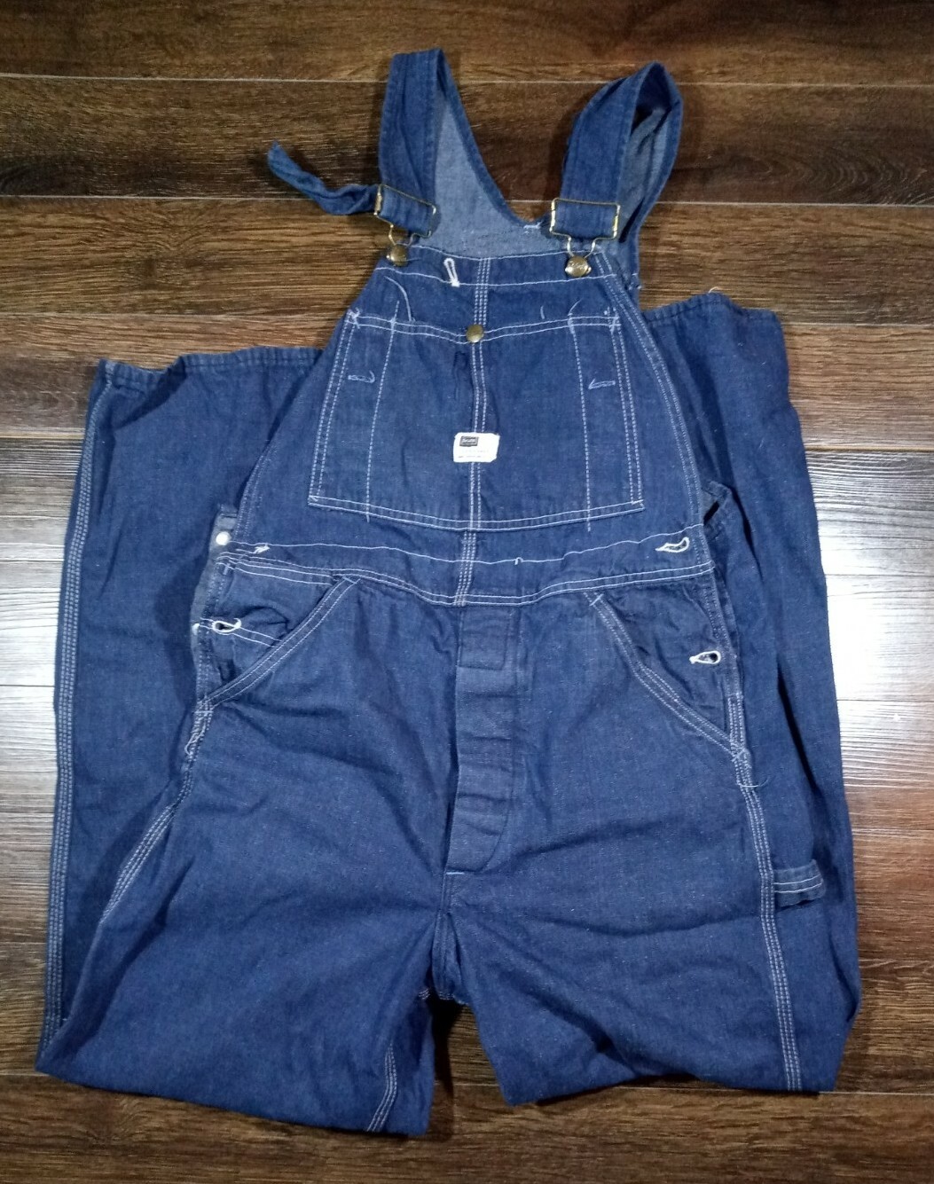 Vintage Sears Roebuck Union Made Blue Denim Bib O… - image 1