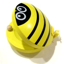 Wooden Bee Castanet Finger Percussion Clacker Rhythm Instrument Toy Yellow Black