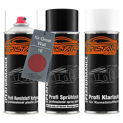 Autolack Spraydosen Set für Kunststoff für Great Wall 1E Baoshi Red Perl X.