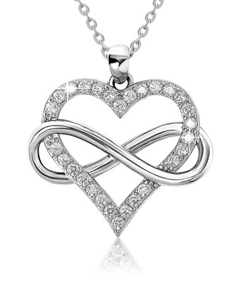 ●TATIANA● SILVER925 Cubic Dot Heart Necklace NZ2073 500235 Infinity Heart Necklace for Women 925 Sterling Silver with