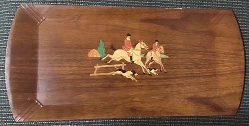 Fox Hunting Haskelite Rectangular Wood Grain Set of Four Serving Trays #1A - Picture 4 of 11