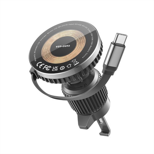 Ven-Dens 15W Air Vent Car Holder Wireless Charger With Retractable Cable - 第 7/24 張圖片