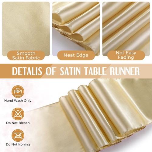 8 Pack White Gold Plastic Tablecloths & Satin Runners for Events - Picture 4 of 6