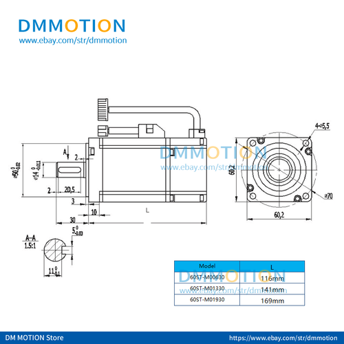 Servomotor 220V 400W 1.27N.m CA 60ST M01330 con controlador AASD15A RS485 RS232 - Imagen 2 de 4