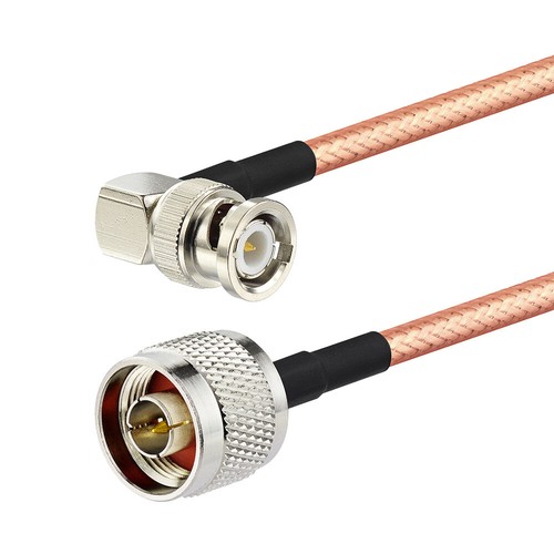 BNC Male Right Angle to N Type Male RF Coax Extension Cable RG400 Double Shield - Picture 7 of 9