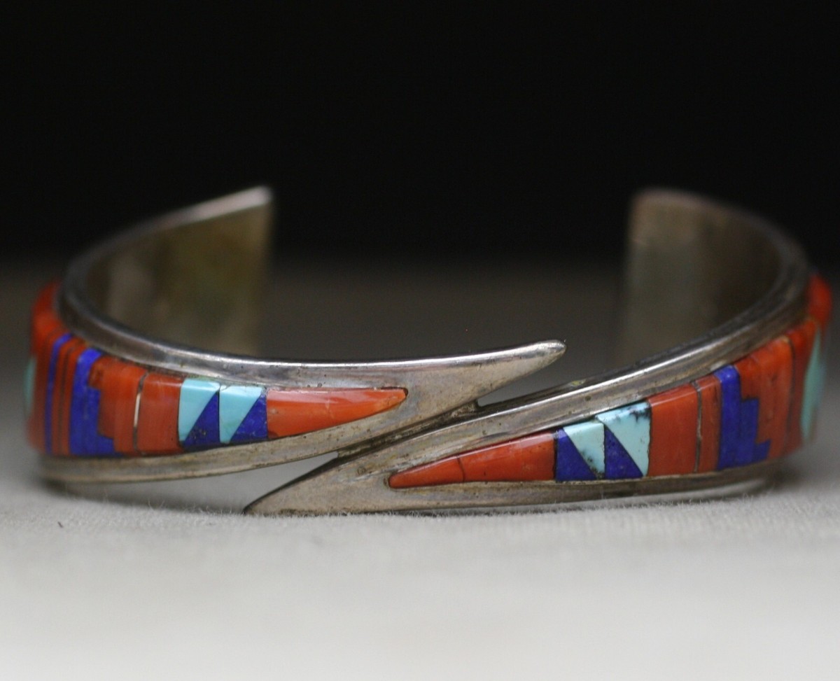 Tommy Jackson Vintage Native American Navajo Gaspeite Sterling Silver Inlay Earrings Tommy Jackson Vintage Native American Navajo Gaspeite Sterling Silver Inlay Earrings