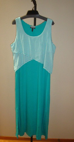 New Allison Brittney Women's Popover Color-Block Tank Maxi Dress Turquoise XL - Picture 2 of 4