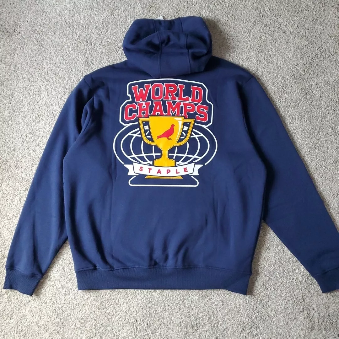 Staple Pigeon World Champs Hoodie Navy Blue Men s XL Fleece Sweater