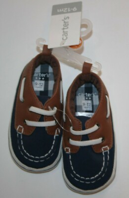 New Carter's Boys Shoes Crib Baby 9-12m Infant Deck Boat Navy Blue - Main Image