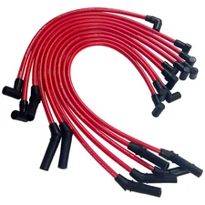 Red 10.5mm 45 Degree Racing Spark Plug Wires Set for Ford 5.0L 5.8L SBF 351W 302