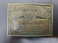 Vtg Genuine Budweiser Lager Beer 12 Fl Oz. Men/Womens Belt Buckle Anheuser Busch
