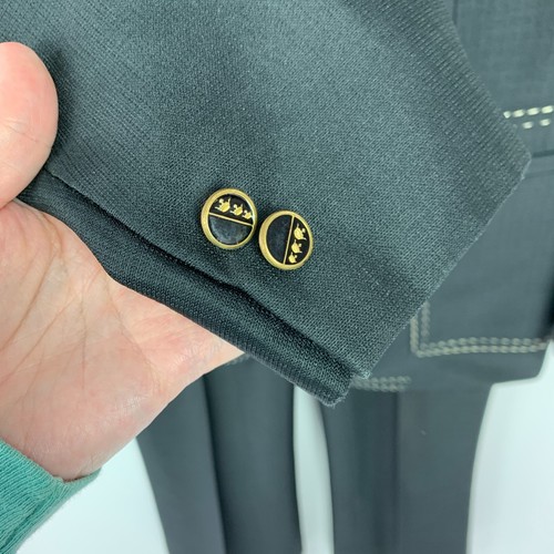 Blazer Traje Abrigo Pantalón Vintage JcPenney Topstitted Rockabilly Azul Occidental 37x29 - Imagen 6 de 13