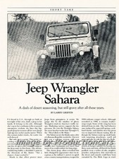 1990 Jeep Wrangler Sahara Original Car Review Report Print Article J783